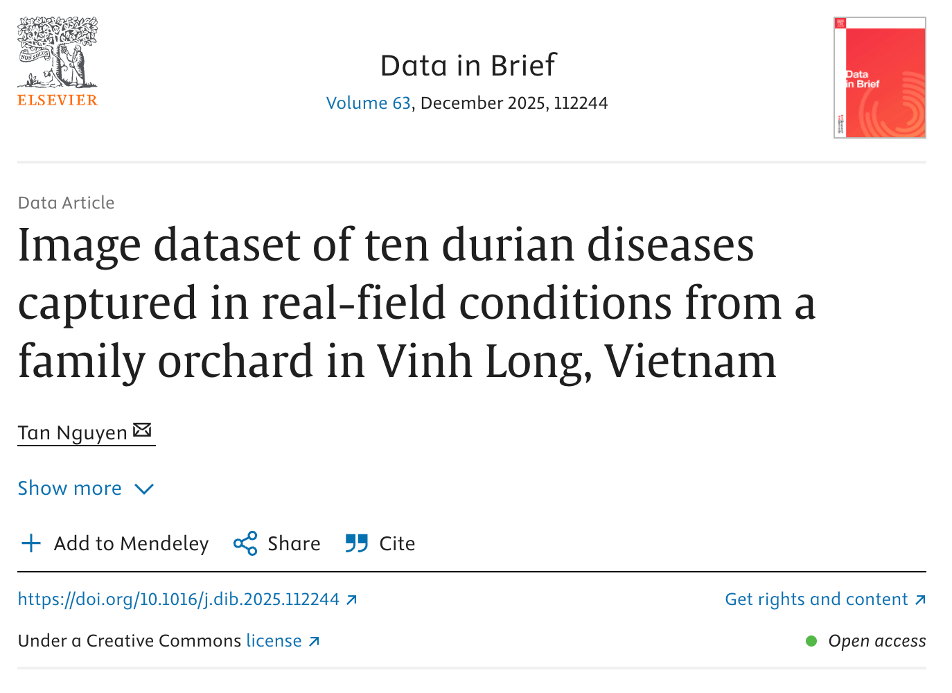 Durian disease image dataset analysis