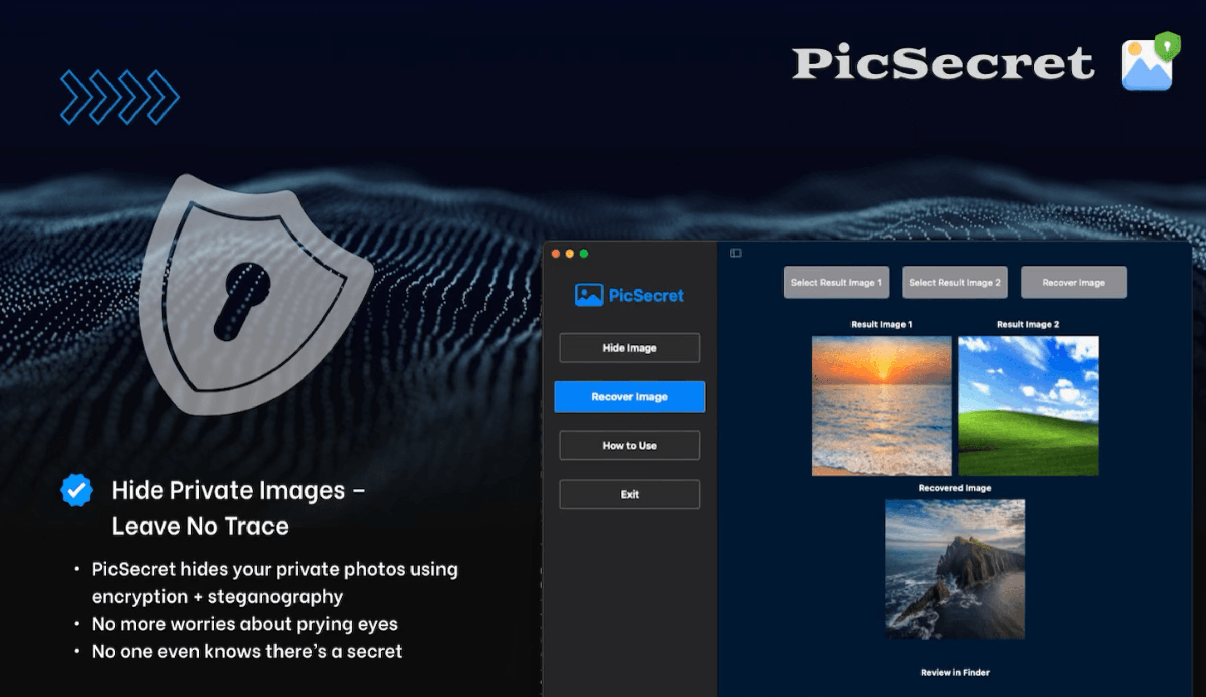 PicSecret image recovery workflow