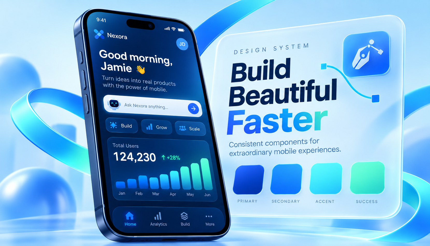 Mobile interface paired with a cohesive design system
